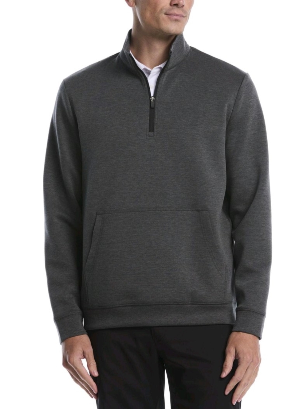 PGA Tour Men's 1/4 Zip Sweater- Charcoal